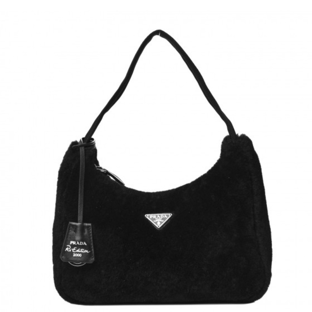 PRADA 
Shearling Mini Re-Edition 2000 Bag Black
